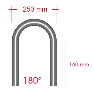 Tube coude à angle 180°, inox (AISI 304)