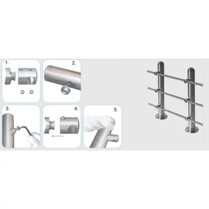 Support de barre avec trou traversant, à fixer sur tube rond, inox (AISI 304), différentes dimensions