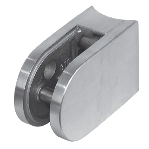 Pince à verre avec goupille de sécurité, 63x45mm, à fixer sur tube rond (Zamac, effet inox), différentes dimensions