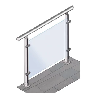 Garde-corps en verre inox avec poteaux rectangulaires