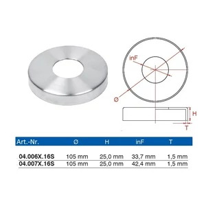 Rosace de couverture, inox (AISI 316), H25mm, différentes dimensions