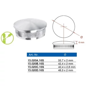 Embout bombé pour tube rond, inox (AISI 316), différentes dimensions