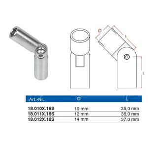 Raccord de barres orientable, inox (AISI 316), différentes dimensions