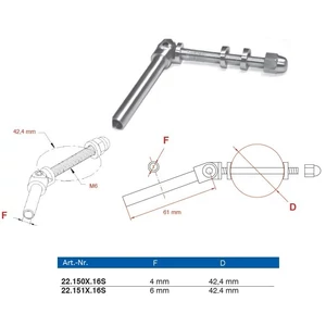 Embout fileté orientable pour câble inox, connexion à tube rond 42,4 mm, inox (AISI 316), différentes dimensions