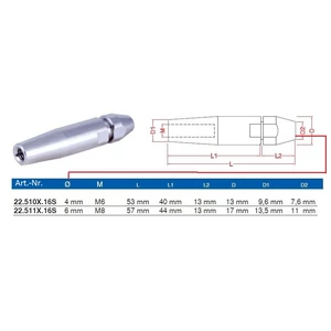 Tendeur de câble, avec filetage intérieur à droite, inox (AISI 316), différentes dimensions