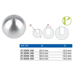 Boule pleine avec trou borgne (embout pour barre, AISI 316), différentes dimensions