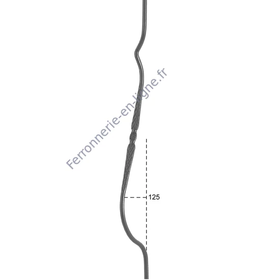 Barreau de balcon, barreau galbé design moderne en fer forgé, profil rond