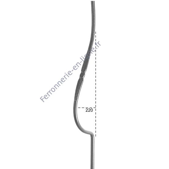 Barreau de balcon, barreau galbé design moderne en fer forgé, profil rond