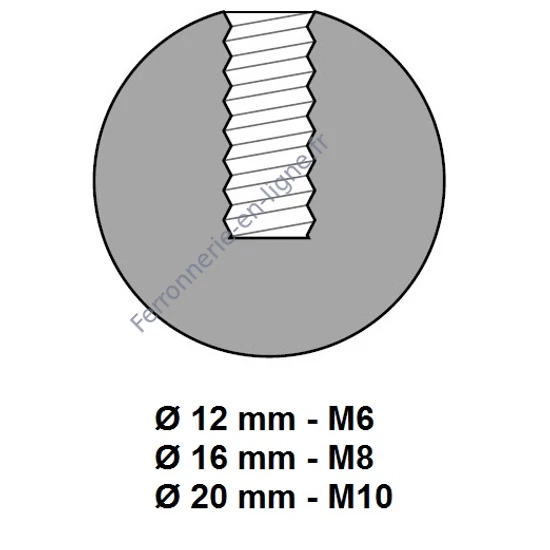 Bille pleine en acier avec trou borgne fileté, différentes dimensions
