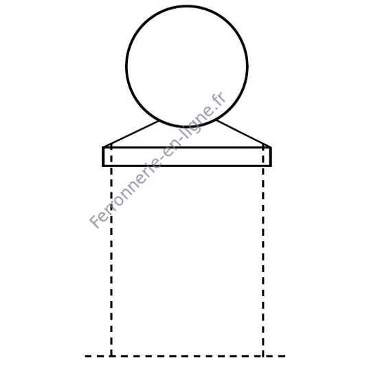 Capuchon de poteau pour tube carré, avec boule creuse, décoratif