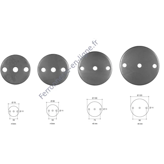 Platine, différentes dimensions
