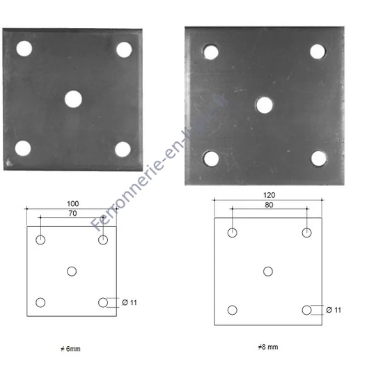 Platine, différentes dimensions