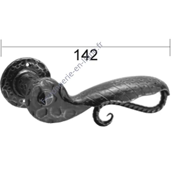 Poignée de porte avec rosace de poignée, galvanisée et ancienne laquée