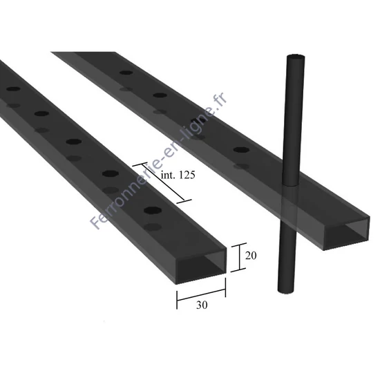 Tube rectangulaire perforé 30x20x2mm, différentes dimensions de trous