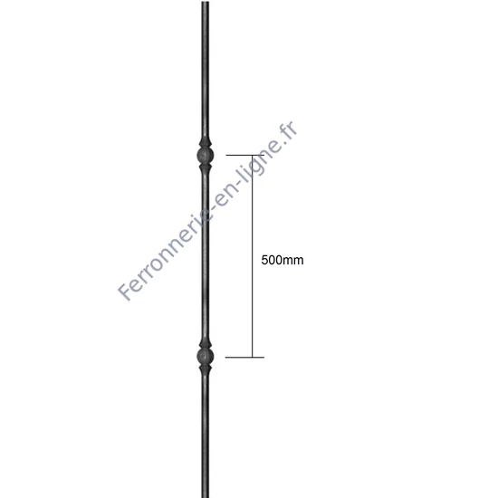 Barreau en fer forgé, profil rond lisse, différentes dimensions et pointes de lance