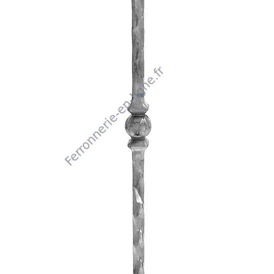 Barreau en fer forgé, profil carré martelé, différentes dimensions et pointes de lance