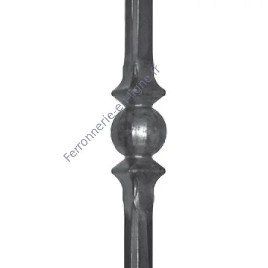 Barreau en fer forgé, profil carré biseauté, différentes dimensions et pointes de lance