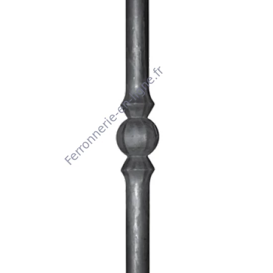 Barreau en fer forgé, profil rond lisse, différentes dimensions et pointes de lance