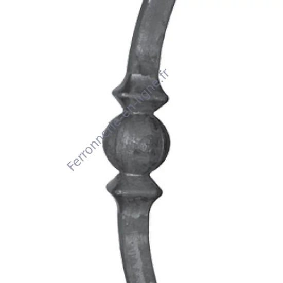 Barreau de balcon, barreau galbé en fer forgé, profil carré, différentes dimensions