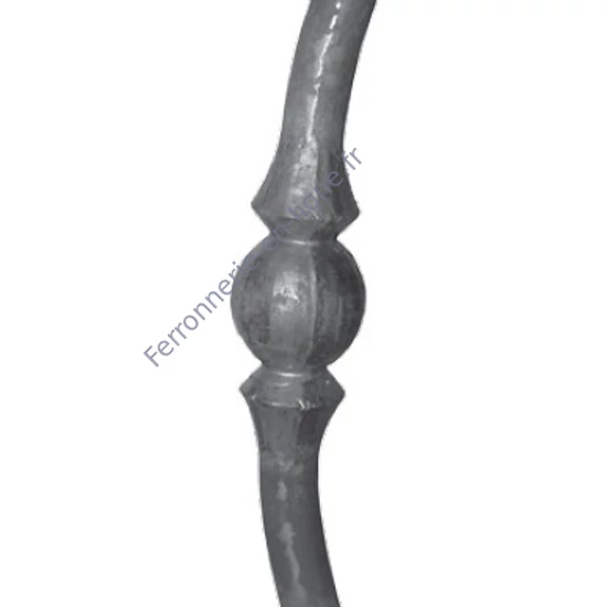 Barreau de balcon, barreau galbé en fer forgé, profil rond, différentes hauteurs