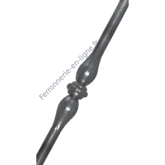 Barreau de balcon, barreau galbé en fer forgé, profil rond, différentes dimensions et fers de lance