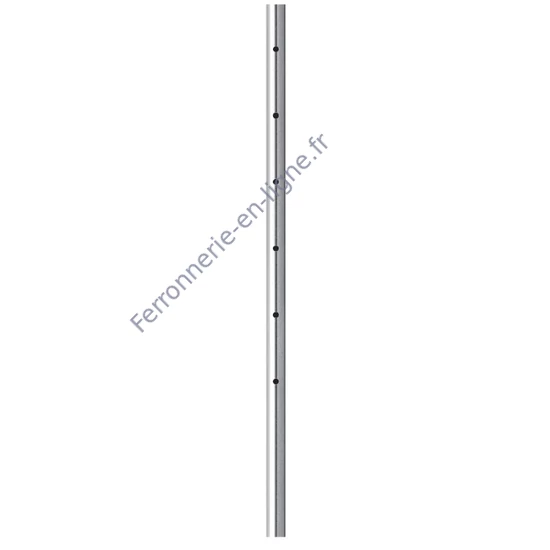 Poteau d'angle inox, tube rond, pré-percé pour support de traverse, avec 6+6 trous M6 90° (AISI 304), différentes dimensions
