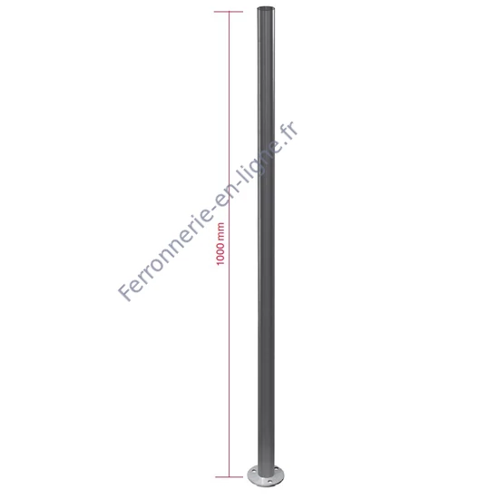 Poteau inox avec ancrage au sol, tube rond, (AISI 316)