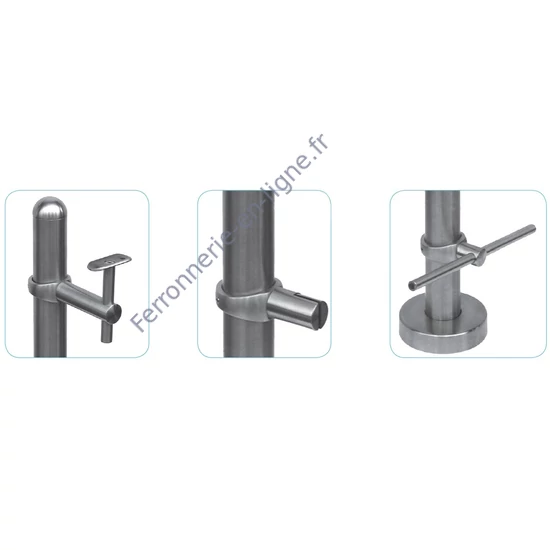 Support de barre ronde, inox (AISI 304), différentes dimensions