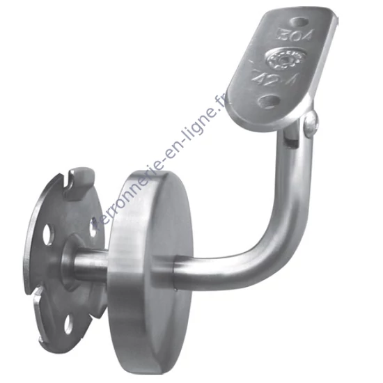 Support de main courante pour tube rond, articulé, avec rosace de couverture, inox (AISI 316), différentes dimensions