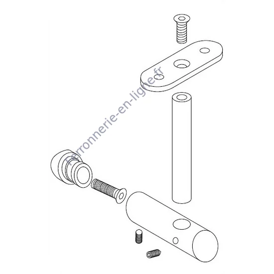 Support de main courante pour tube rond, à fixer sur tube rond, réglable en hauteur, inox (AISI 304), différentes dimensions