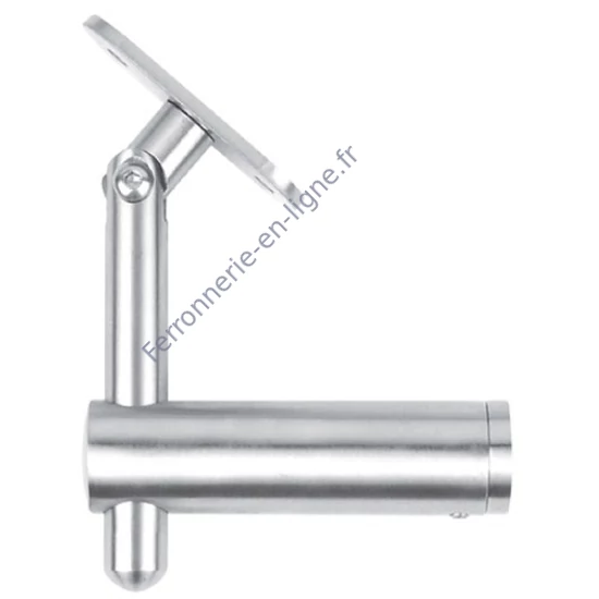 Support de main courante pour tube carré, à fixer sur tube carré, réglable en hauteur, articulé, inox (AISI 304)