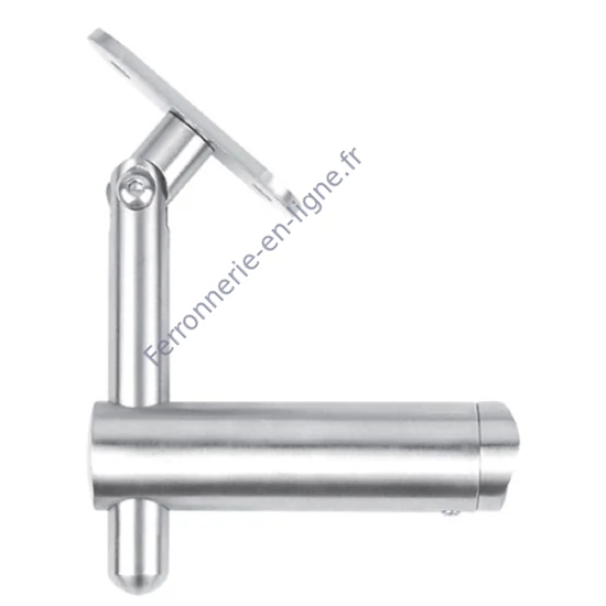 Support de main courante pour tube carré, à fixer sur tube rond, réglable en hauteur, articulé, inox (AISI 304), différentes dimensions