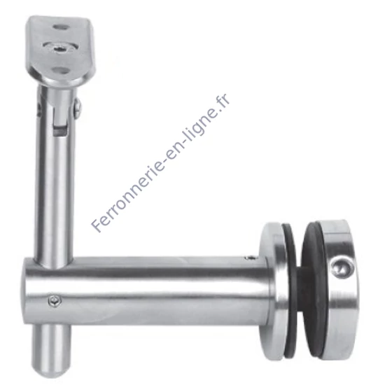 Support de main courante pour tubes ronds et carrés, à fixer sur du verre ou du bois, articulé, réglable en hauteur, inox (AISI 304), différentes dimensions