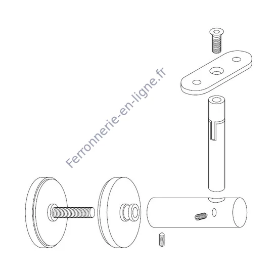 Support de main courante pour tubes ronds et carrés, à fixer sur du verre ou du bois, articulé, réglable en hauteur, inox (AISI 304), différentes dimensions