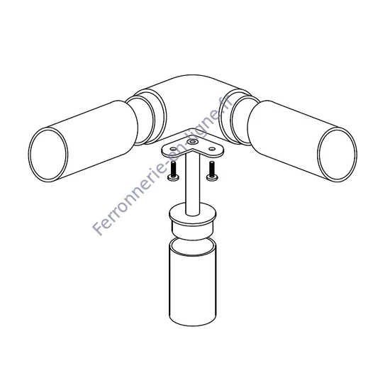 Support de main courante rond, pour tube rond, avec plaque de support 90°, inox (AISI 304), différentes dimensions