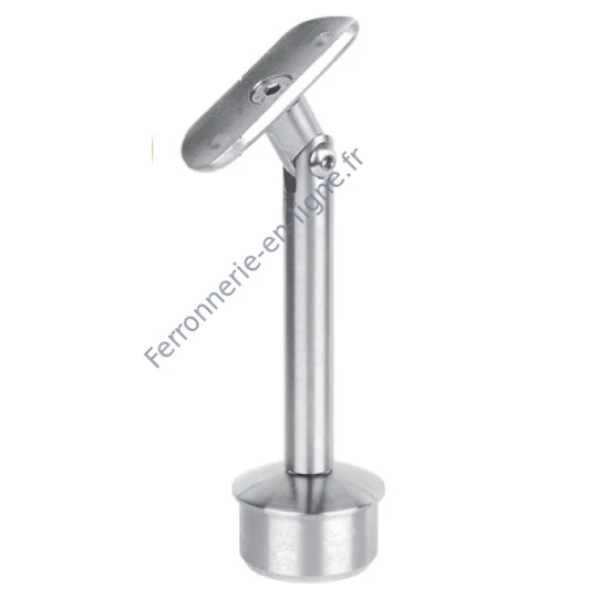 Support de main courante rond, pour tube rond, articulé, inox (AISI 304), différentes dimensions