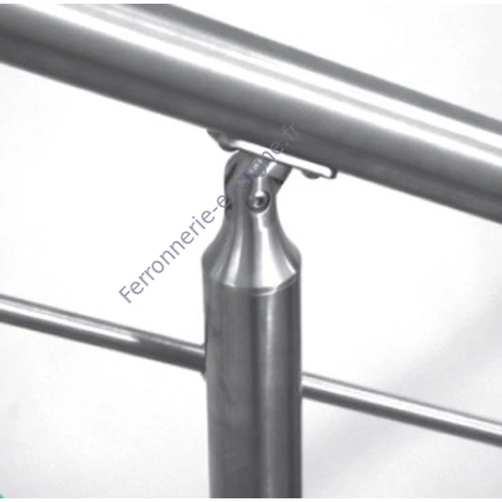 Support de main courante rond, pour tube rond, articulé, inox (AISI 304), différentes dimensions