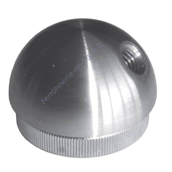 Embout demi-sphérique pour tube rond avec filetage M8, inox (AISI 304), différentes dimensions