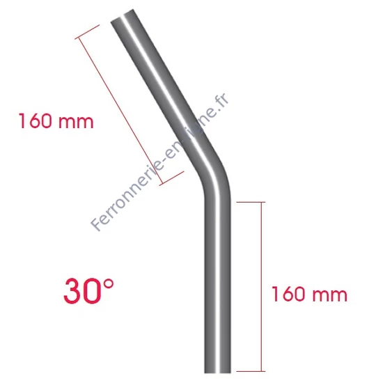 Tube coude à angle 30°, inox (AISI 316)