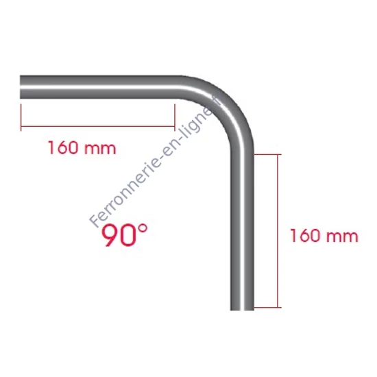 Tube coude à angle 90°, inox (AISI 316)
