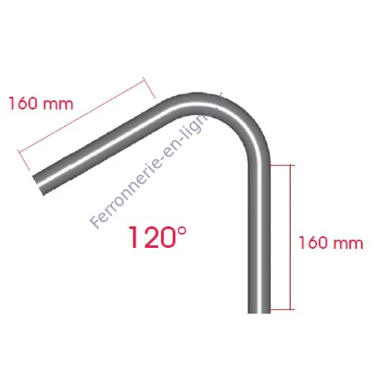 Tube coude à angle 120°, inox (AISI 304)