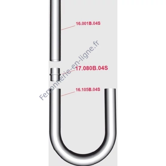 Tube coude à angle 180°, inox (AISI 304)