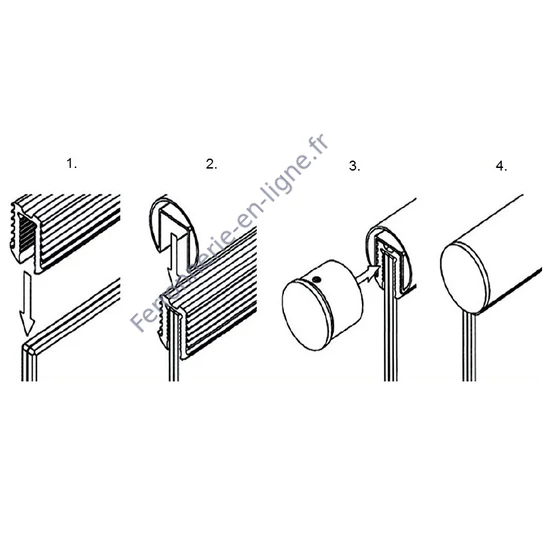 Tube rond à rainure avec insert en caoutchouc, inox (AISI 304), différentes tailles