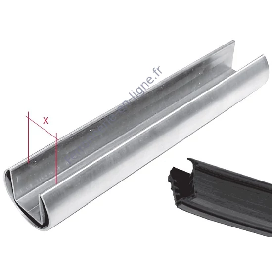 Tube rond à rainure avec insert en caoutchouc, inox (AISI 304), différentes tailles
