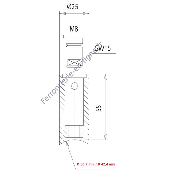 Support pour poignée de porte avec filetage intérieur M8, inox (AISI 304)