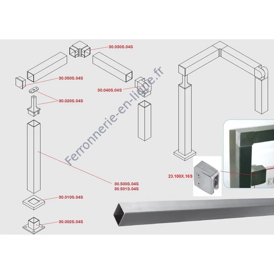 Rosace de couverture pour platine murale 30.002S.04S, inox (AISI 304)