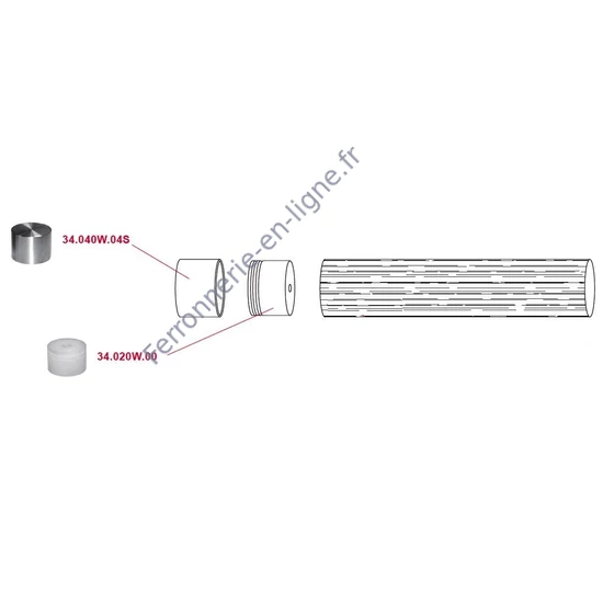 Embout, inox (AISI 304) pour main courante en bois
