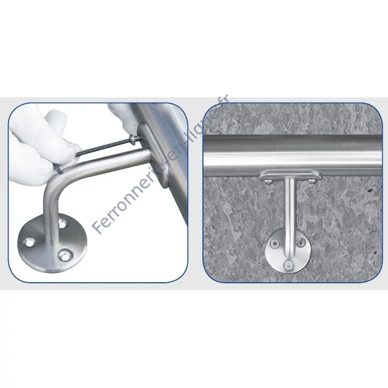 Support de main courante pour tube rond, articulé, inox (AISI 304), différentes dimensions
