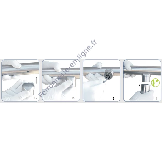 Support de main courante et connecteur pour tube rond, pour tube rond, inox (AISI 316), différentes dimensions
