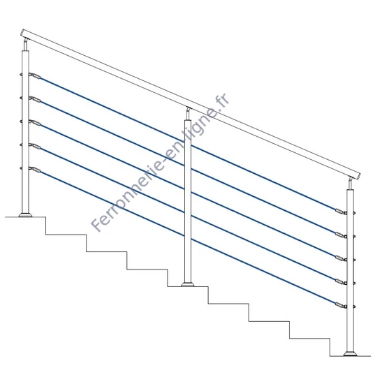 Embout fileté orientable pour câble inox, connexion à tube rond 42,4 mm, inox (AISI 316), différentes dimensions